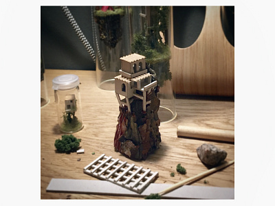 Making a mountain cliff diorama house micro matter mini miniature mountain small tiny