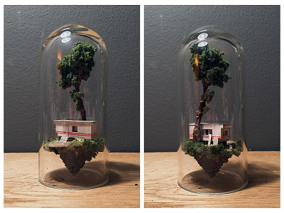 Trailer Front & Back diorama handmade micro matter mini miniature miniature art small tiny trailer tree