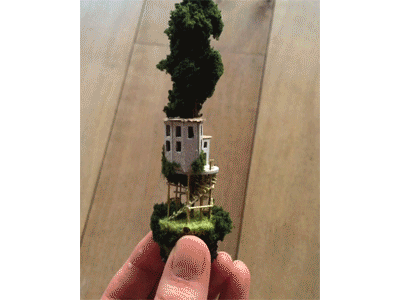 Round house boomerang gif micro matter miniature scale treehouse