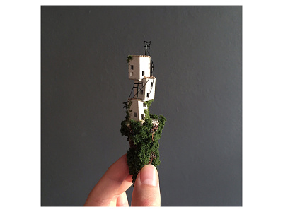 Nr 3 out of 5 diorama exhibition green handmade houses micro matter miniature nature powerlines sbk