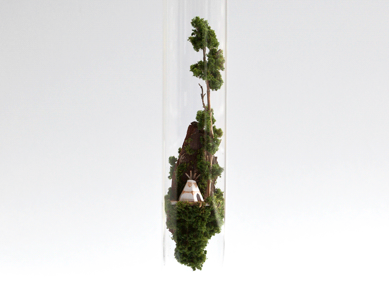 Micro Matter: mini dioramas inside glass test-tubes by Rosa de