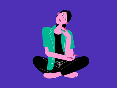 Contemplating woman artwork character character design design design art fashion girl character illustration illustration art illustrator moneypin trend woman worry