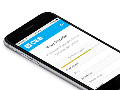 CEB Smartphone profile sign in ui design