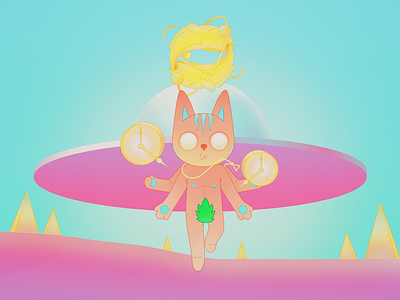 Milien alien cat color design illustration ufo