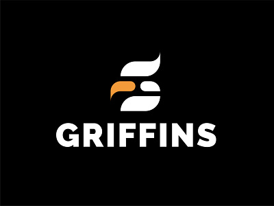 Griffins Logo beak bird black branding concept epjm geometric logo griffin head indonesia inspiration letter s logo logo design orange shape simple surabaya white