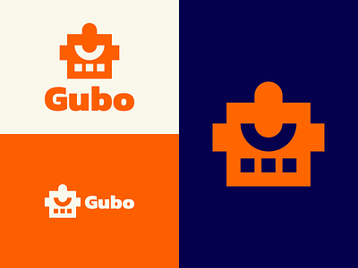 Gubo blue bot epjm eye geometric head indonesia inspiration lazy logo logo design orange robot simple surabaya white