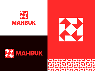 Mahbuk abstract logo black book bookmark brand brand identity branding epjm geometric logo logo design mark modern pattern red shuriken square technology white windmill