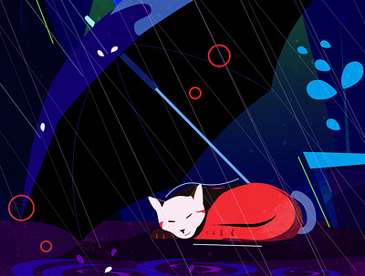 monsoon animal animation animation design art branding cat color design flat illustration illustration art illustration design illustrator minimal monsoon pet pets rain uiux umbrella