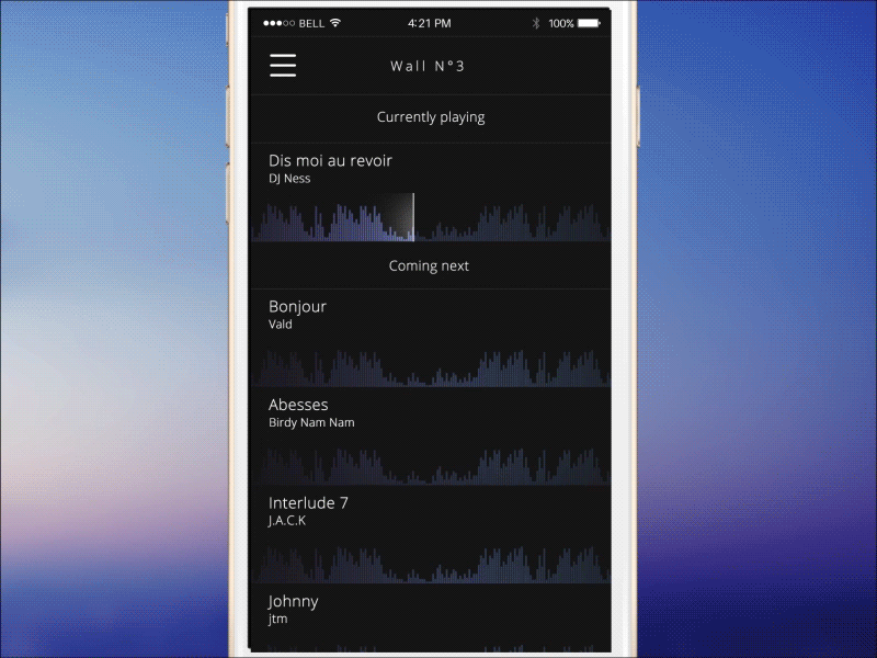 Music Wall - UI interaction animation app dark interface mobile music ui