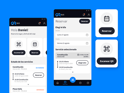 App Design - QR Bus app app design calendar mobile passengers qr reservation route transport ui