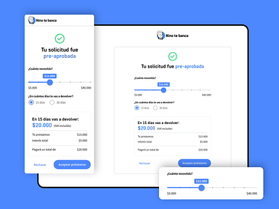 Préstamos - Nino Te Banca credit form loans mobile responsive ui webapp