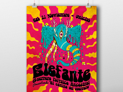 Poster - Elefante Guerrero Psíquico Ancestral band el camino del guerrero elefante elephant power psychedelic rock stoner trío