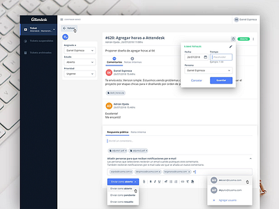 Attendesk dashboard [In progress] attendesk attention costumer dashboard design desk horas productividad productivity seguimiento tareas task task manager team ticket ui web