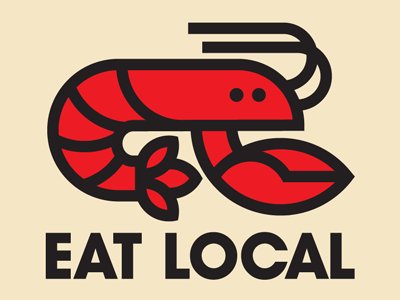 Eat Local crawfish icon illustration logo louisiana thick lines