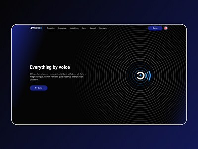 Everything by Voice blue chimege circle cool dark demo header line logo menu sound voice voice assistant voice over voice search