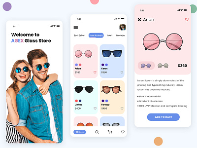 Sunglasses E-Commerce App app design clean minimal ui sunglasses uidesign