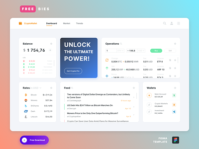 Freebies - Cryptocurrency Market Dashboard clean crypto cryptocurrency dashboard desktop exchange fintech free freebies interfaces market saas template trading ui ux web design