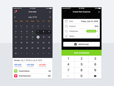 Budget App — Calendar View