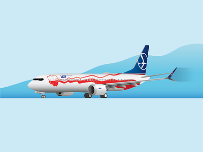 Boeing 737 MAX 8 aesthetic airplane airplanes blue boeing design dribbble flat icon illustration ilustration lot poland red vector wings