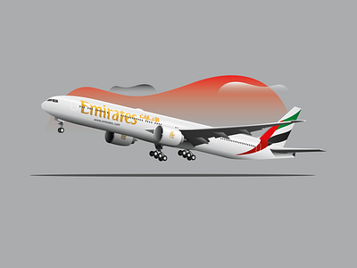 B777-300 Emirates aesthetic airplane airplanes b777 boeing design dribbble emirates flat grey illustration ilustration print tshirt vector