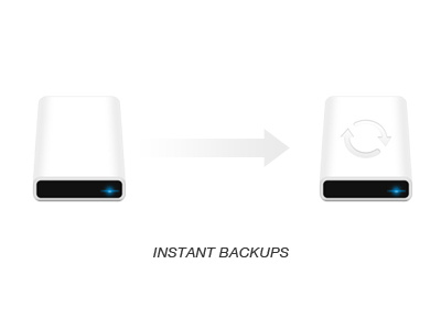 Instant Backups back up backup black blue display drives grey icons instant ne folio webapp white