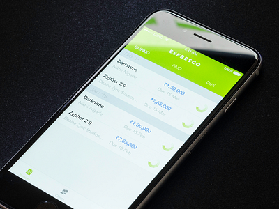 Invoice List due green invoice ios iphone light paid unpaid