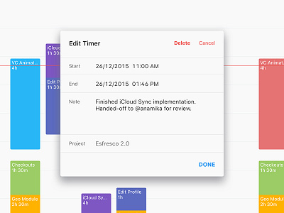 Edit Timer edit form modal responsive timer tracking web zypher