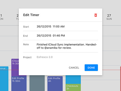 Edit Timer browser buttons edit form time timer tracking web
