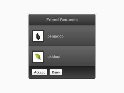 You have friend requests avatars bootstrap buttons css3 dark modified sidebar sqmash twitter ui web
