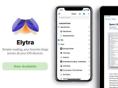 Elytra appicon appstore design elytra feed icon illustration ios ios 11 ios 12 ipad iphone logo reader reading rss text typography