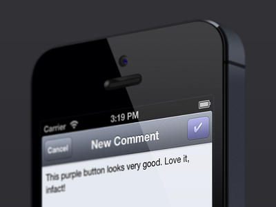 Purpleees app button check comment ios iphone ok purple sneak peak window