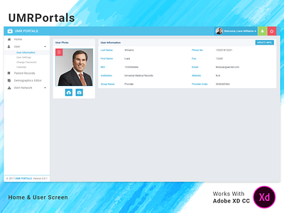 UMRPortals Website Home & User Screens bootstrap change doctor flat grid health information material medical nurse password patient settings ui update usa user ux web wireframe