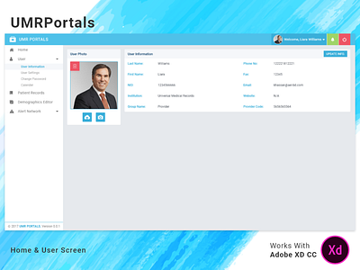 UMRPortals Website Home & User Screens