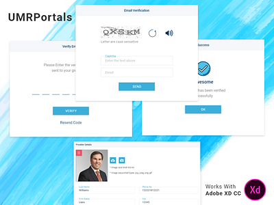UMRPortals Enrollment & Forgot Password captcha design email flat grid health interface material medical password patient providers typography ui usa ux verification wireframe