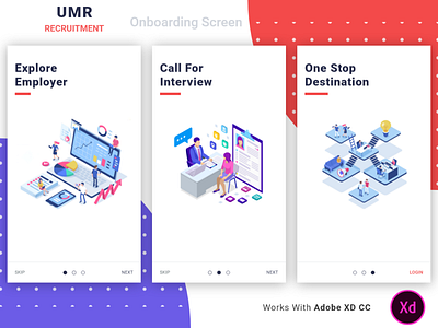 UMR Recruitment Onboarding android animation app clean design app flat illustration interface ios job material minimal onboarding recruitment ui ux