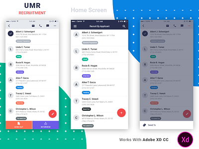 UMR Recruitment Home android animation app design design app employee employer flat hired illustration interface interview ios job material minimal recruitment ui usa ux