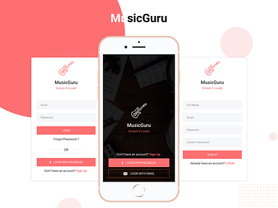 Music Guru - Sign in & Sign Up Screen android animation app form ios music music guru password signin signup ui ux