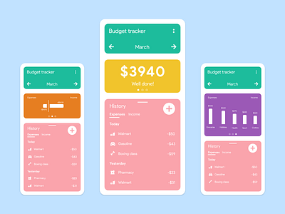 Spending tracker app android app budget chart clean design finance material ui money spending tracker tracker app ui ux wallet