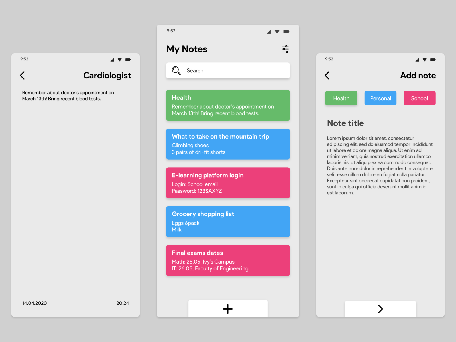Note app Light mode by Krzysiek Głąb on Dribbble