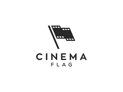 cinema flag concept logo design branding cinema cinemagraph cinematic design entertainment film film logo film production film reel film roll flat identity logo minimal vector