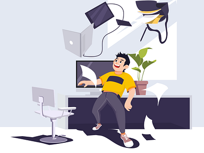 Workaholic animation icon illustration ui vector web