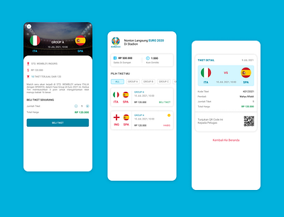 E-Ticket EURO 2020 app graphic design layout mobile ticket ui