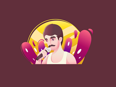 Freddi Mercury Flat Illustration