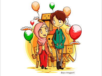 Boy and Girl Friend art artist artwork boy girl happy love releation