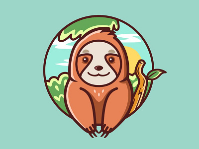 Wild Sloth animal animal art branding cute cute animal forest illustration logo logodesign nature nature logo sloth smiles tree