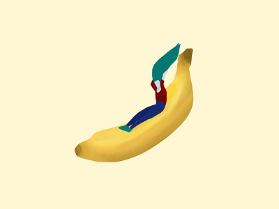 Banana Slide banana fun illustration ipad pro procreate women