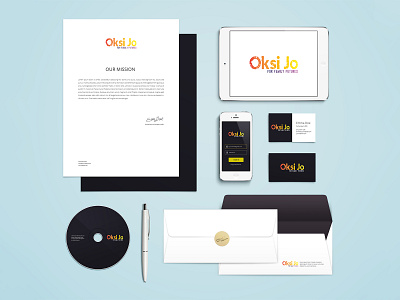 Oksi Jo Branding Design achievement banner design brand branding business card card card design certificate design envelope design flyer design identity card identity design letter head logo design pen