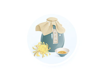 Chrysanthemum wine design icon illustration ui