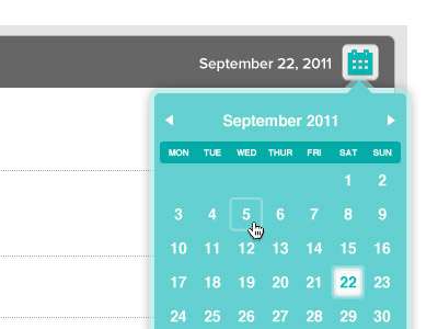 Date selector date hover icon selector tooltip ui