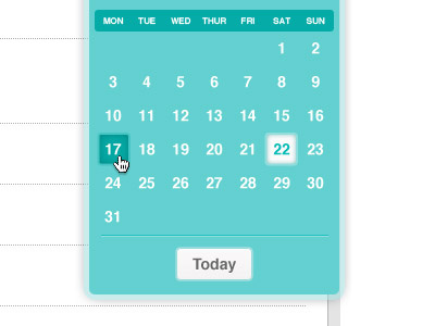 Date selector blue date green hover icon selector tooltip ui